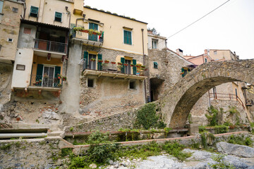 Zuccarello, Italian roman city of the Ligurian riviera, in summer days 