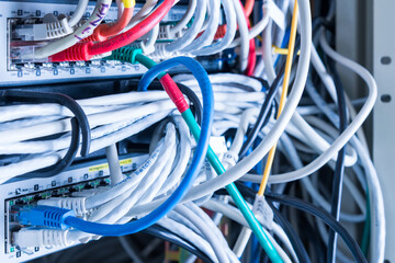 patch cables connected to data router