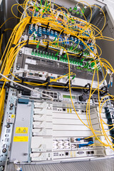 optical cables connected to internet service provider switch
