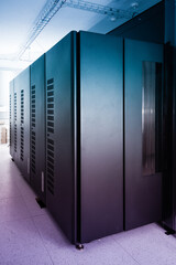 server cabinets inside data center room