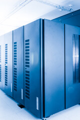 server cabinets inside data center room