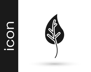 Black Leaf icon isolated on white background. Leaves sign. Fresh natural product symbol. Vector.