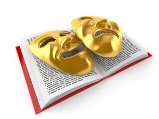 Theater Masks on open book