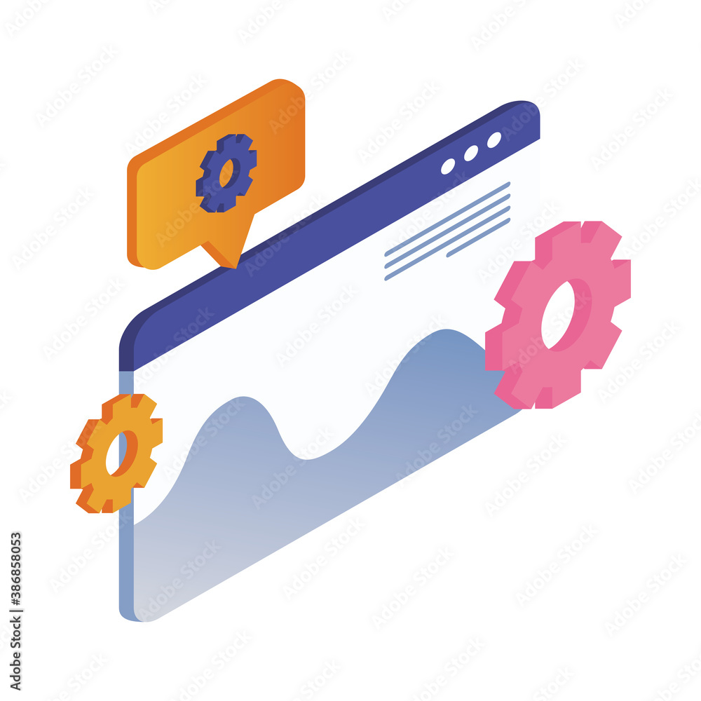 Poster web page template and infographic with gears