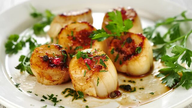 fried scallop with herbs