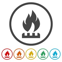 Natural Gas Ring icon, color set