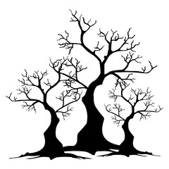 illustration of silhouette tree. Flat design vector.