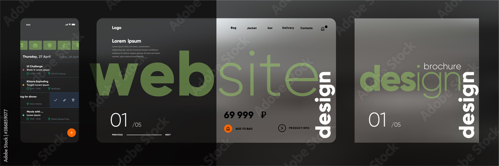 Poster set of vector illustration with a single abstract background. cover, landing page and mobile screen.