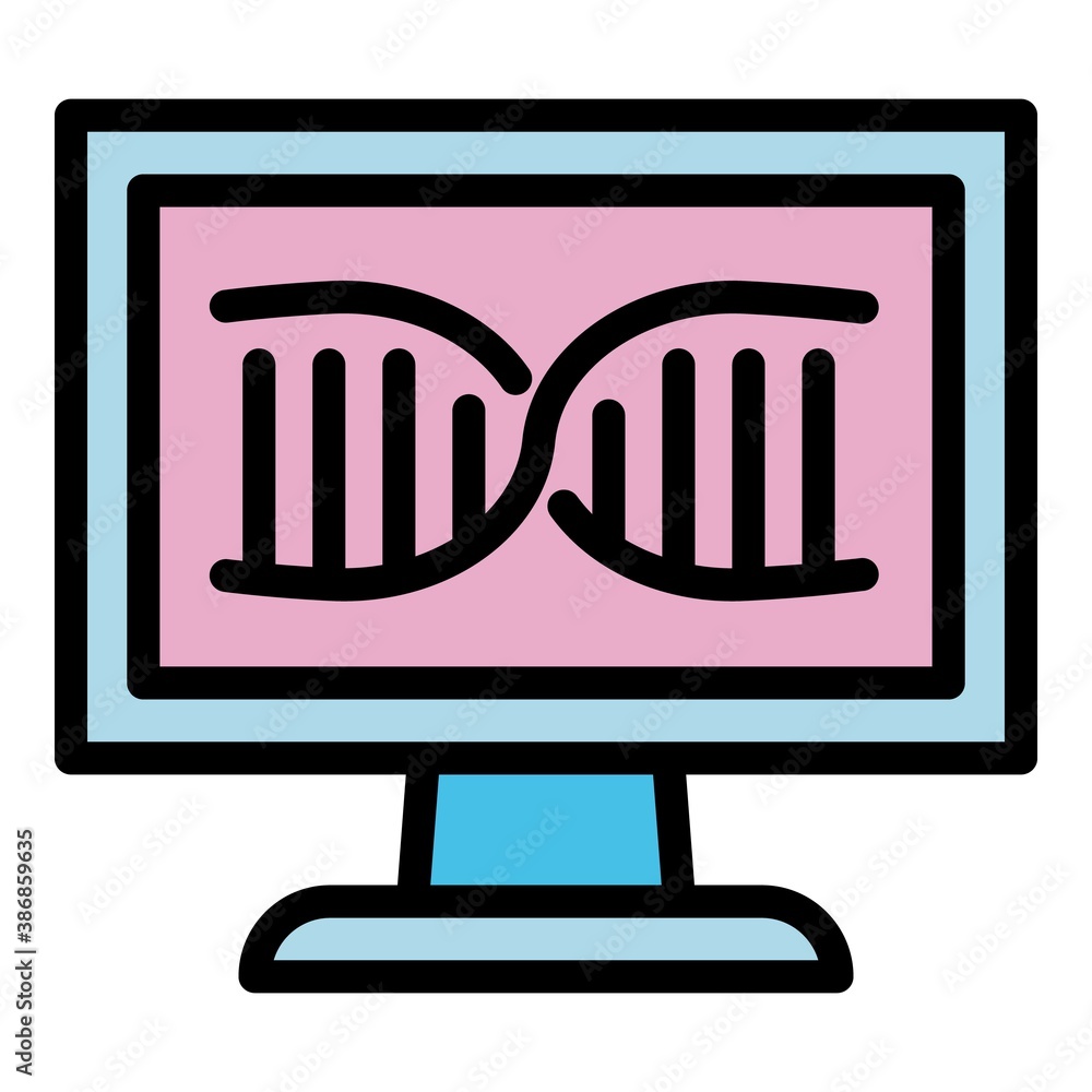 Poster forensic laboratory dna monitor icon. outline forensic laboratory dna monitor vector icon for web de