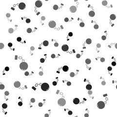 Black Ball on chain icon isolated seamless pattern on white background. Vector.