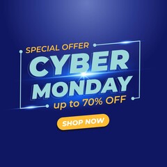 Cyber Monday Sale Banner with Light Effect
