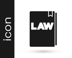 Black Law book icon isolated on white background. Legal judge book. Judgment concept. Vector.