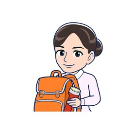 Housewife who came in a pink Y-shirt