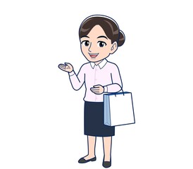 Housewife who came in a pink Y-shirt