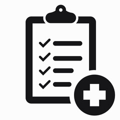 Obraz premium Medicine and list icon. Patient treatment. Medicines for the patient. Doctor's notes. Vector icon.