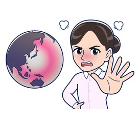 Housewife who came in a pink Y-shirt