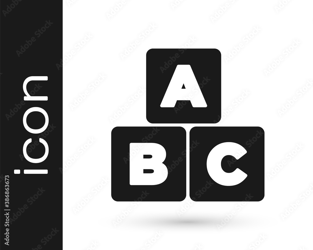 Wall mural Black ABC blocks icon isolated on white background. Alphabet cubes with letters A,B,C. Vector.