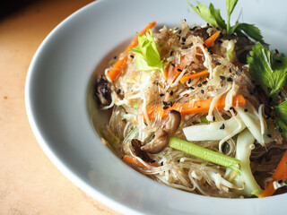 Stir-fried glass noodles with vegetables