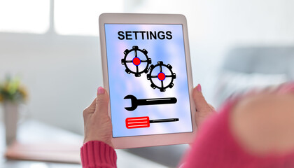 Settings concept on a tablet