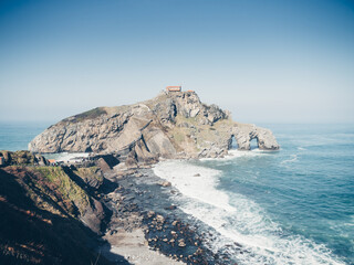 Fototapeta na wymiar San Juan de Gaztelugatxe in the coast of Bermeo, Basque Country. HBO filmed scenes for Game of Thrones here.