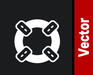 White Lifebuoy icon isolated on black background. Lifebelt symbol. Vector.