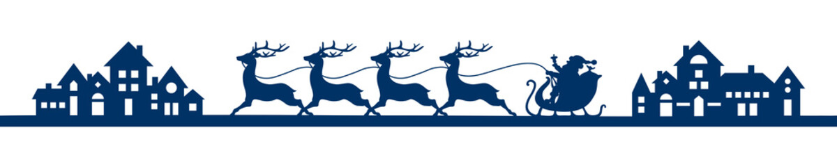 Banner Fahrender Weihnachtsschlitten In Der Stadt Dunkelblau