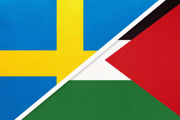 Sweden and Palestine, symbol of national flags from textile.