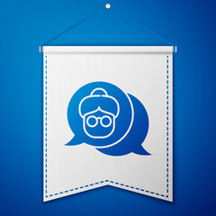 Blue Grandmother icon isolated on blue background. White pennant template. Vector.