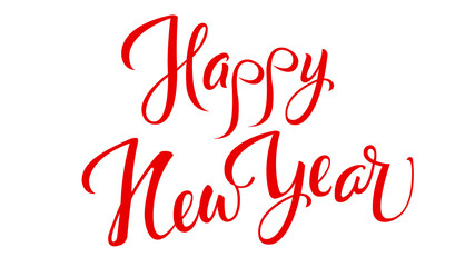 Fototapeta na wymiar Happy new year hand lettering calligraphy isolated on white background.