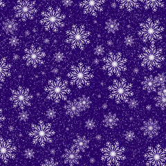 Naklejka na ściany i meble White snowflakes on purple background. Christmas background.