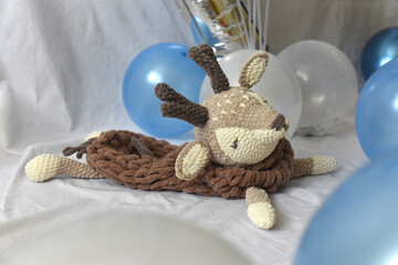 
crocheted deer, pajama top for kids
