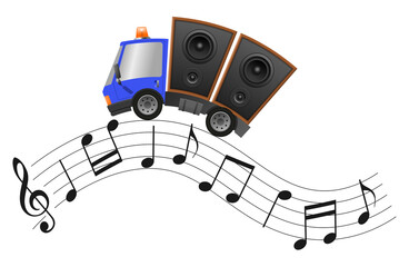 Car and hifi  speaker  illustration