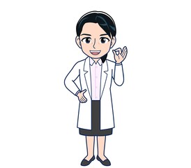 Young female doctor in a white lab coat