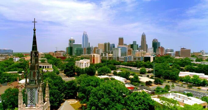 Charlotte, North Carolina Skyline By 4K Aerial Drone