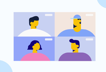 Working from home. Conference video call.