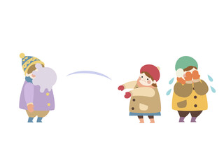 雪合戦する子供たち 倍返し