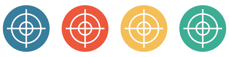 Bunter Banner mit 4 Buttons: Fadenkreuz, Zielfernrohr oder Ziel