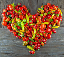 Assorted fresh and fiery hot chili peppers