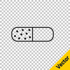 Black line Vitamin complex of pill capsule icon isolated on transparent background. Healthy lifestyle. Vector.