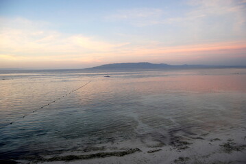 panoramic sunrise  in pastel colours on a tropical island
