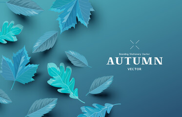 Autumn paper leaf background design layout. Fall season Vector illustration