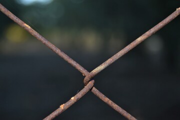 Close up rusted wire netting. Metal wires covered for garden fences. Bursa Mudanya, Turkey.