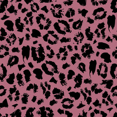 Fototapeta premium Seamless vector leopard fur pattern. Animal print background for fabric, textile, design, cover, wrapping. Pink gradient