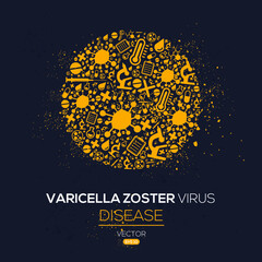 Creative (Varicella Zoster Virus) disease Banner Word with Icons ,Vector illustration.	