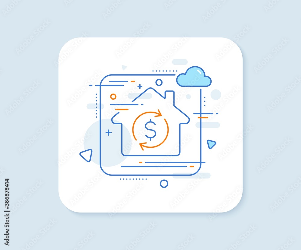Poster currency exchange line icon. abstract vector button. money transfer sign. dollar in rotation arrow s