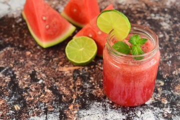 Refreshing summer drink watermelon, mint and lime