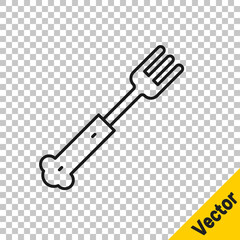 Black line Fork icon isolated on transparent background. Cutlery symbol. Vector.