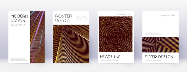 Minimal brochure design template set. Gold abstrac