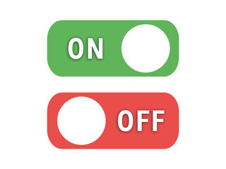 ON und OFF Schalter Button isoliert auf weißen Hintergrund