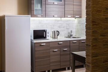 Simple, cheap kitchen in a rented apartment.